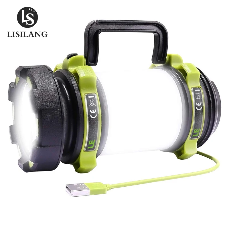 

Super Bright LED Outdoor Camping Light IPX4 Waterproof Portable Flashlight USB Charging With Output Port Searchlight
