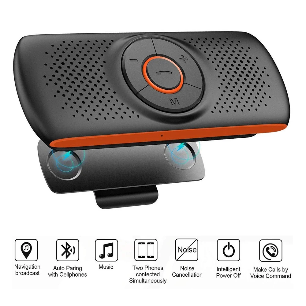 Многофункциональный Bluetooth Автомобильный Громкая связь Bluetooth Hands-free автомобильный комплект Поддержка SIRI помощник MP3-плеер адаптер Bluetooth 4,2