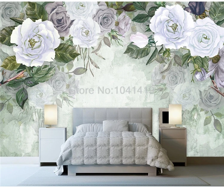 3D обои ретро ручная роспись розы фото настенные фрески гостиная спальня романтический домашний декор обои Papel фрески