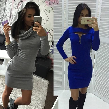 

Autumn Winter Casual Mini Dress Women Sexy Long Sleeve Hoodie Bodycon Dresses Party Dresses Female Vestito mujer
