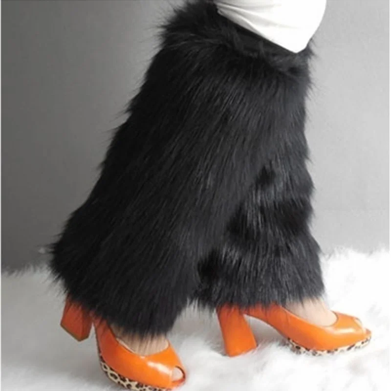 Winter Women's Leg Warmers Covers Furry Solid Faux Fur Boot Fluffies Trendy Leg Warmer