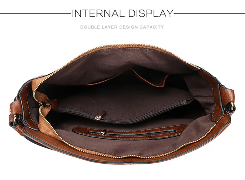 Sac à main vintage marron femme en cuir concepteur à bandoulière bolso mujer