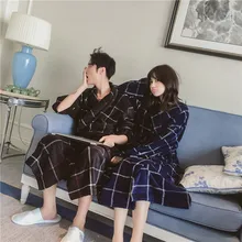 Ночная рубашка Женская осень/зима фланелевая пара пижамы коралловый красивый банный Халат Мужская удлиненная Домашняя одежда очень большой размер Халат