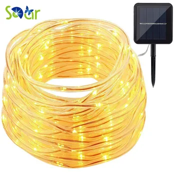 

49.5ft 150 LED Solar Power Rope Lights Waterproof Portable String Lights Light Sensor Christmas Tree Wedding Party Garden Lawn