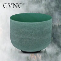 CVNC 8 Inch Emerald Fusion Chakra Frosted Quartz Crystal Singing Bowl CDEFGAB Any One Note with Free Rubber Mallet and O-ring