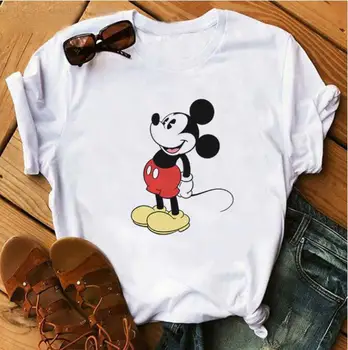 

Mouse Print T Shirts Women Tees Casual O-Neck Short Sleeve Harajuku Cool T-shirt Female Top