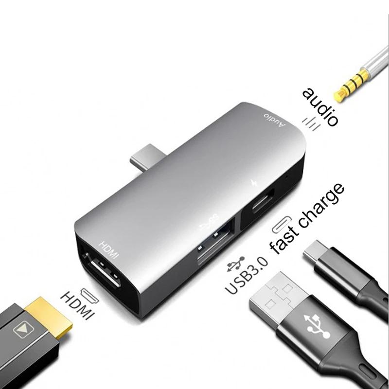 4 в 1 Тип C к HDMI PD док-станция PD Быстрая зарядка 4K HDMI аудио интерфейс