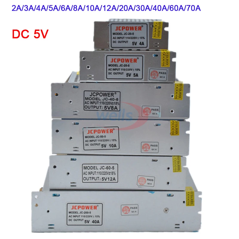 

Wholesale DC 5V Lighting Transformer 2A/3A/4A/5A/6A/8A/10A/12A/20A/30A/40A/60A/70A led strip Switching Power Supply led driver