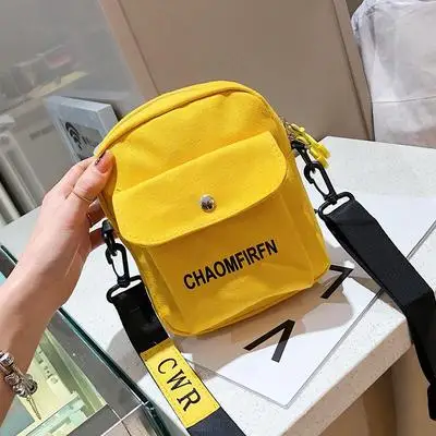 

Harajuku Canvas Women Shoulder Crossbody Bag Letter Print Bags for Women Men 2020 Hip-Hop Fashion Girls Boys Phone Messenger Bag