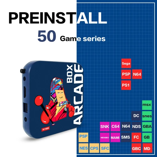 N64 PS1 DC SEGA PSP 에뮬레이터 콘솔 아케이드 박스용 비디오 게임 콘솔, 플러그 앤 플레이 4K HD 레트로 비디오 게임, 4 컨트롤러 4