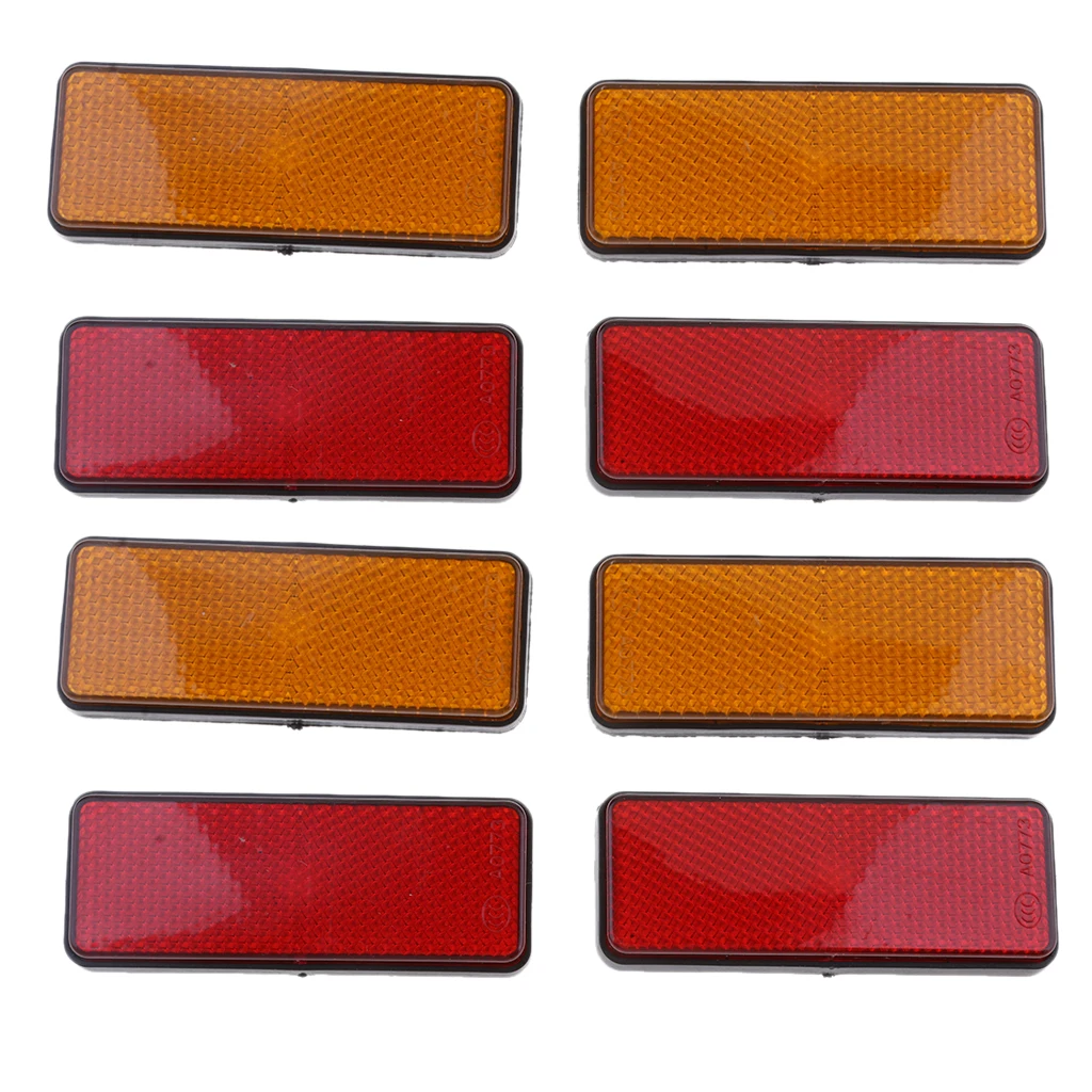 4 Pair Square Reflectors Universal For Motorcycles ATV Bikes Dirt Bike
