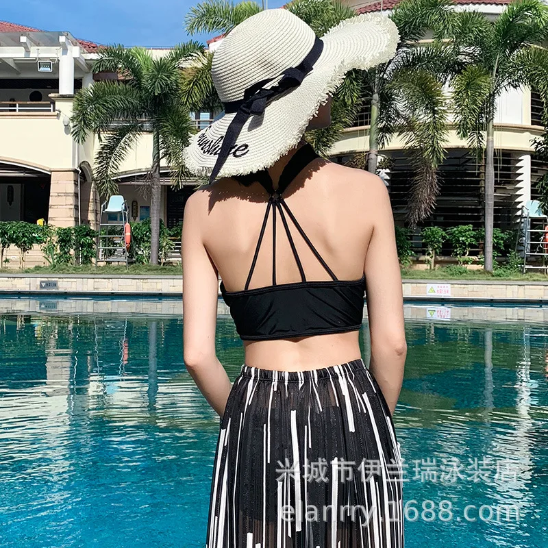 

2019 New Style Korean-style WOMEN'S Seperated Swimwear Large Size Belly Covering Slimming xing gan qun-Cover-up Three-piece Set