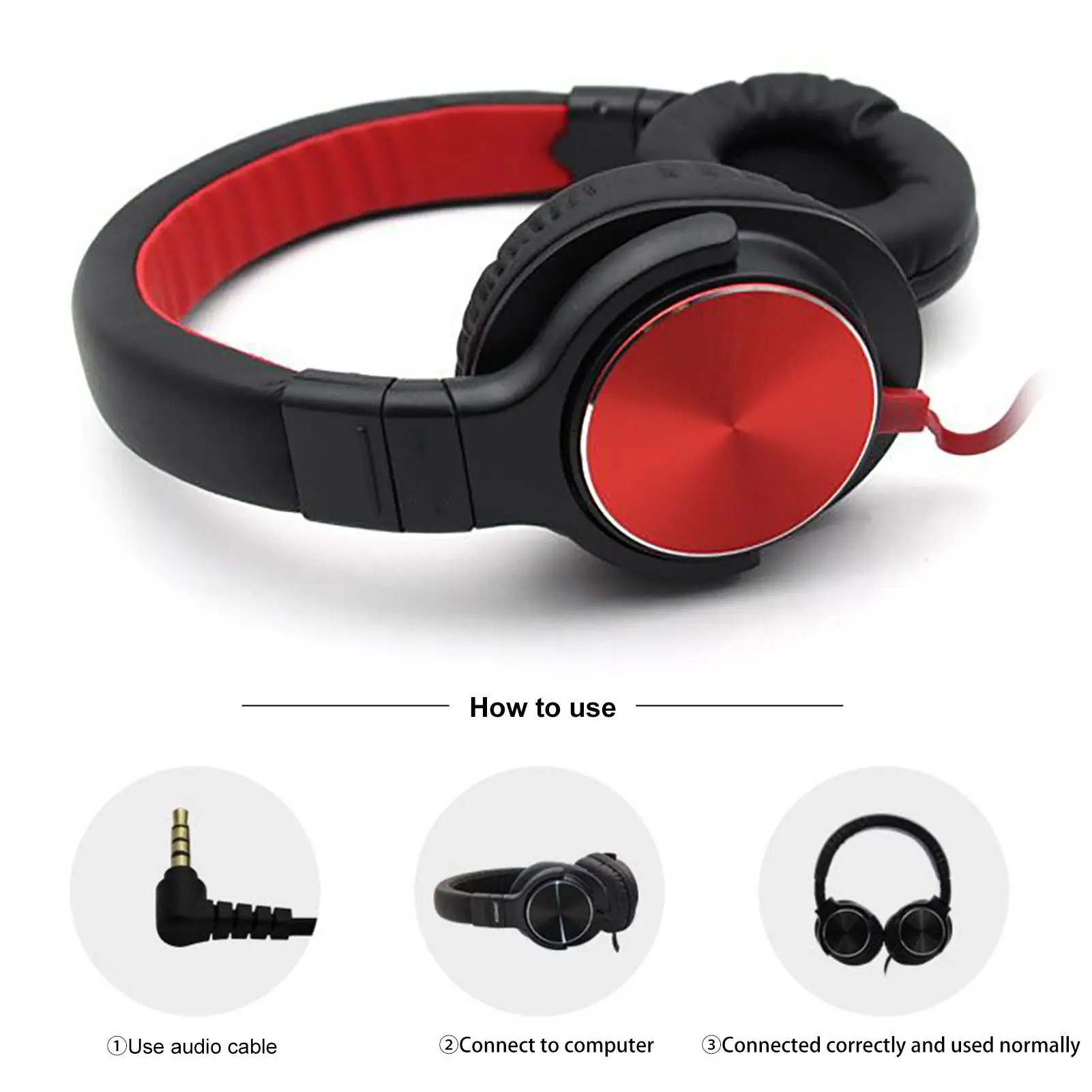New Wired Headphones With Microphone Over Ear Headsets Bass HiFi Sound Music Stereo Earphone For Computer PC Laptop Notebook