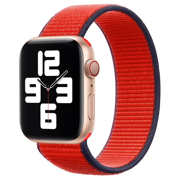 Aceshley Hot Selling 2021 New Upgrade Braided Solo Loop Elastic Nylon Straps for Apple Watch Band Series 6/SE/5/4/3/2/1 Tricolor Red