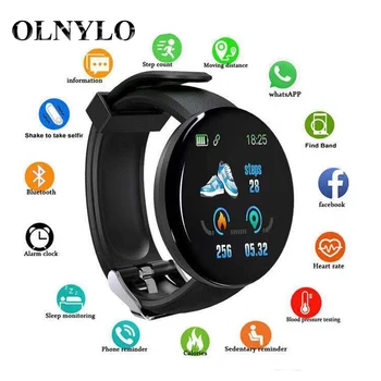 

New D18 Smart Watch Blood Pressure Heart Rate Health Test Men And Women Circular Sports Watch Pedometer Fashion Fitness Tracker