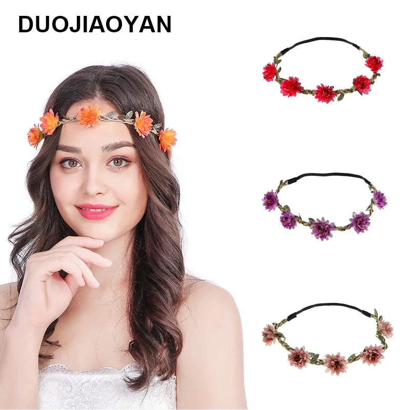 

Multi-Blooming New Style Bohemian Style Model Fabric Daisy Small Flower Elastic Ribbon