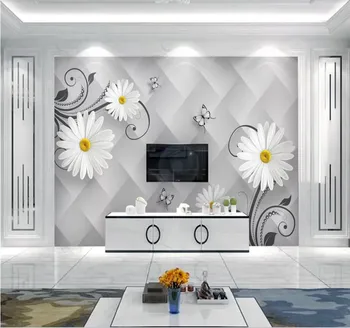 

Professional custom wallpaper creative butterfly love flower 3D fashion TV background wall - high-grade waterproof material