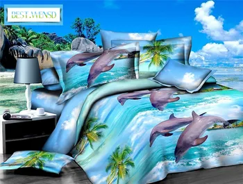 

BEST.WENSD quilt cover set Bedding Sets King size red rose -Life Tree Strawberry-lily -Ocean wedding decoration 3D Bedclothes