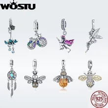 Горячая Мода Настоящее 925 пробы серебряный кулон пчела Ловец снов Шарм Висячие подходят Pandora браслет DIY бусины ювелирные изделия