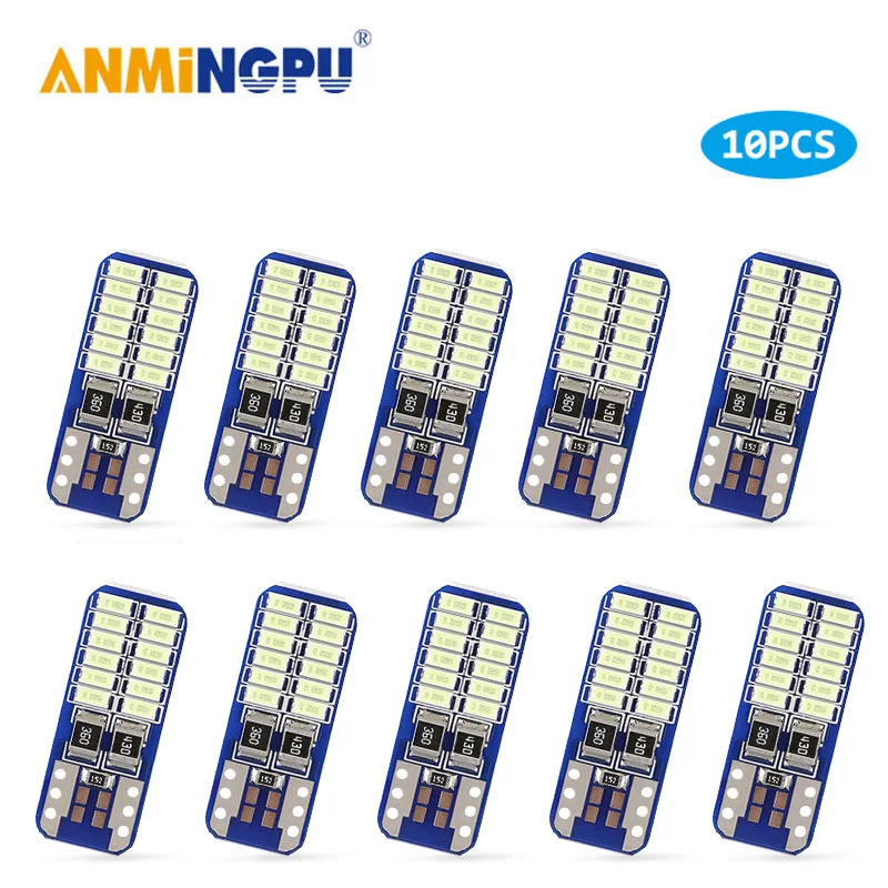 ANMINGPU 10 шт. сигнальные лампы W5W T10 Led 24SMD 3014 Светодиодные габаритные огни лампа для