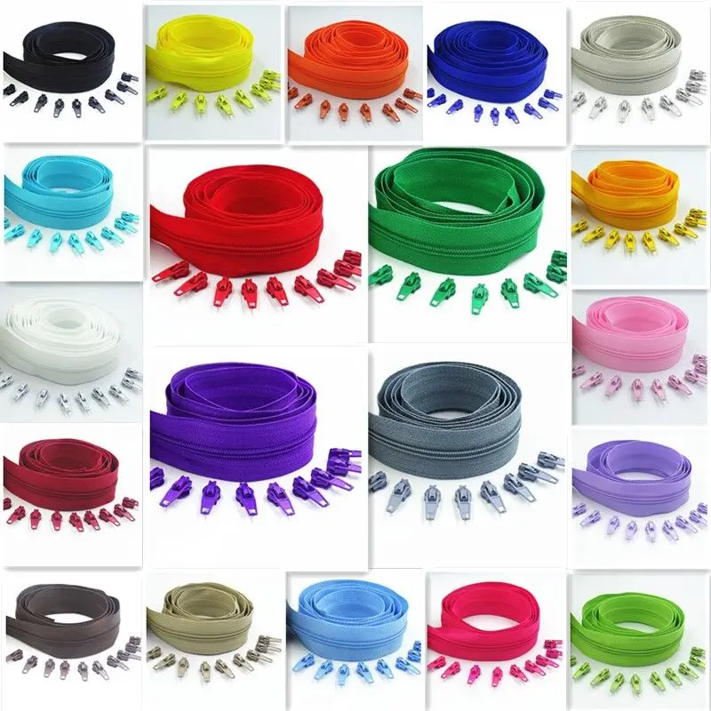 10Meters Long Zipper 20 Auto Locking Sliders 3# Nylon Zipper Used For  Clothing Handbags
