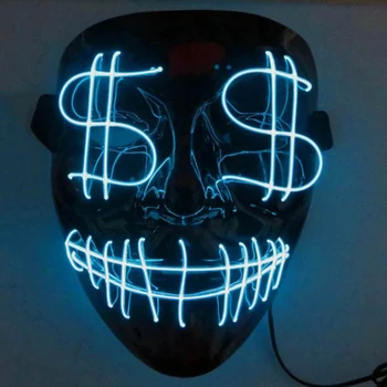 

LED Halloween Mask Scary Cosplay Costume Frightening Glowing Mask EL Wire Light Up Mask For Festival Party led mask
