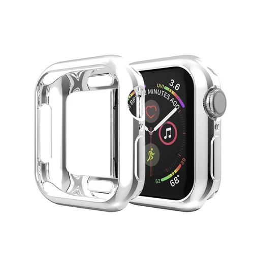 Защитный чехол для Apple Watch 4 3 42 мм 44 мм 360 градусов анти-осенний чехол iWatch band 38 мм 40 мм Tpu силиконовый защитный - Цвет ремешка: Silver