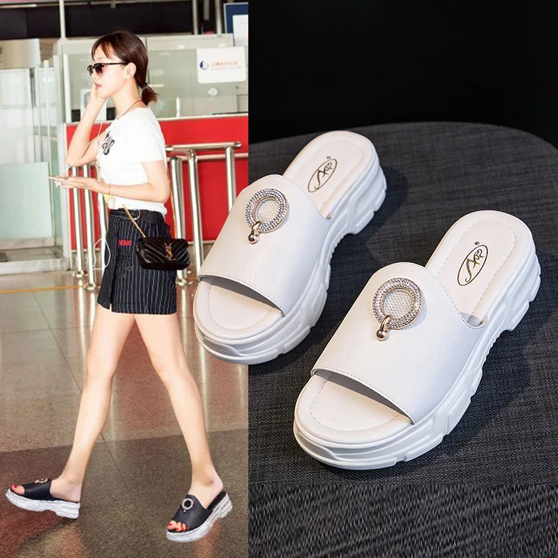 

2019 Summer New Style Korean-style Versatile Student Network Red Leopord Pattern Rome Sandals Fairy Wind CHIC Flat Sandals Women