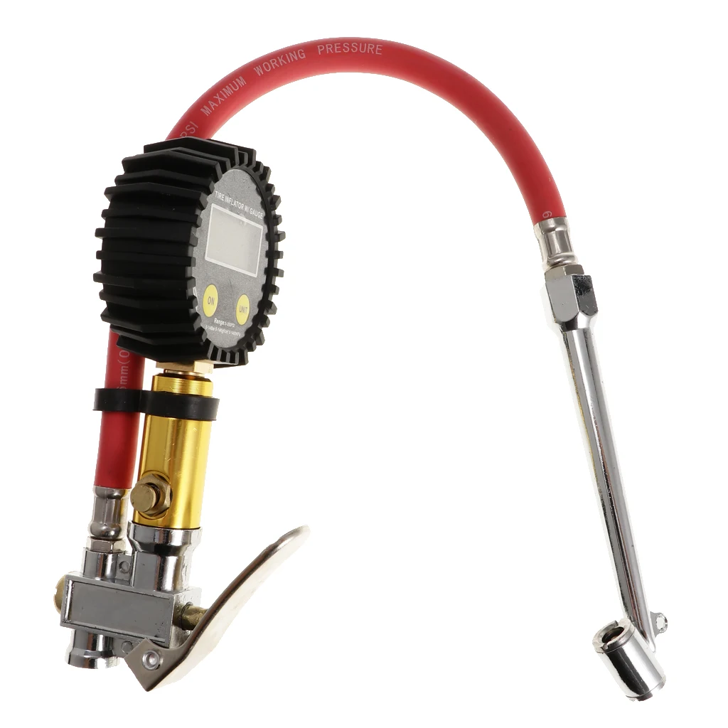 

Heavy Duty 230 PSI Tire Inflator Gaug with Hose and Quick Connect Plug