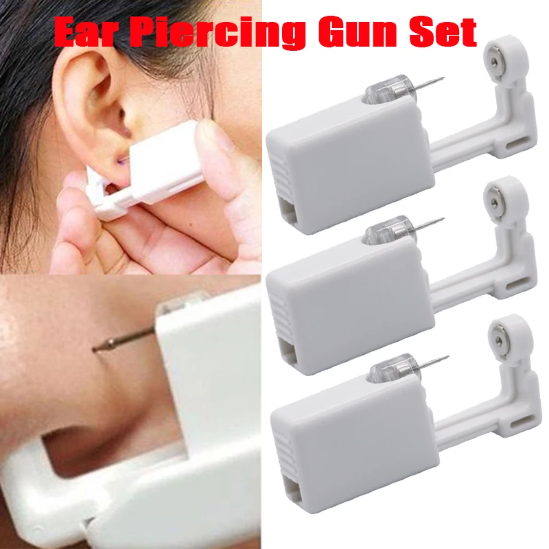 1/3PCS Disposable Sterile Ear Piercing Unit Cartilage Tragus Helix Piercing Gun NO PAIN Piercer Tool Machine Kit Stud Jewelry