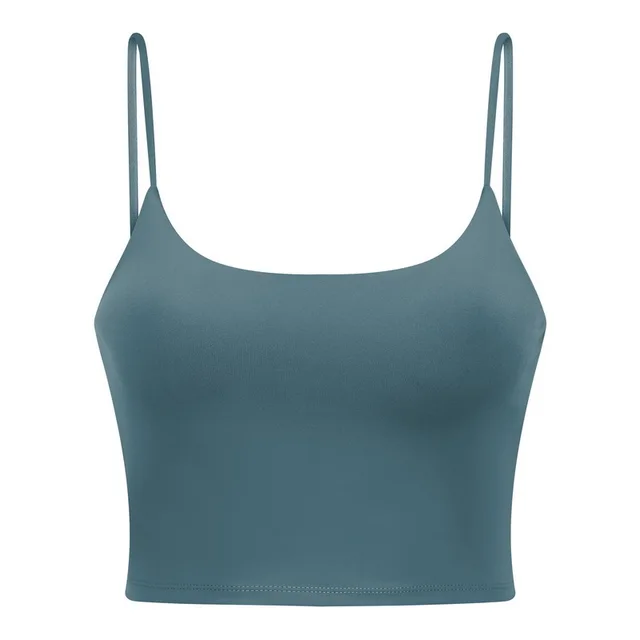 Solid Color Lulu Sport Tank Top Women Fitness Bra Yoga Vest No Rims With Chest Pad Butter Soft Beauty Back Half Sling Gym Clothe Forest gray green