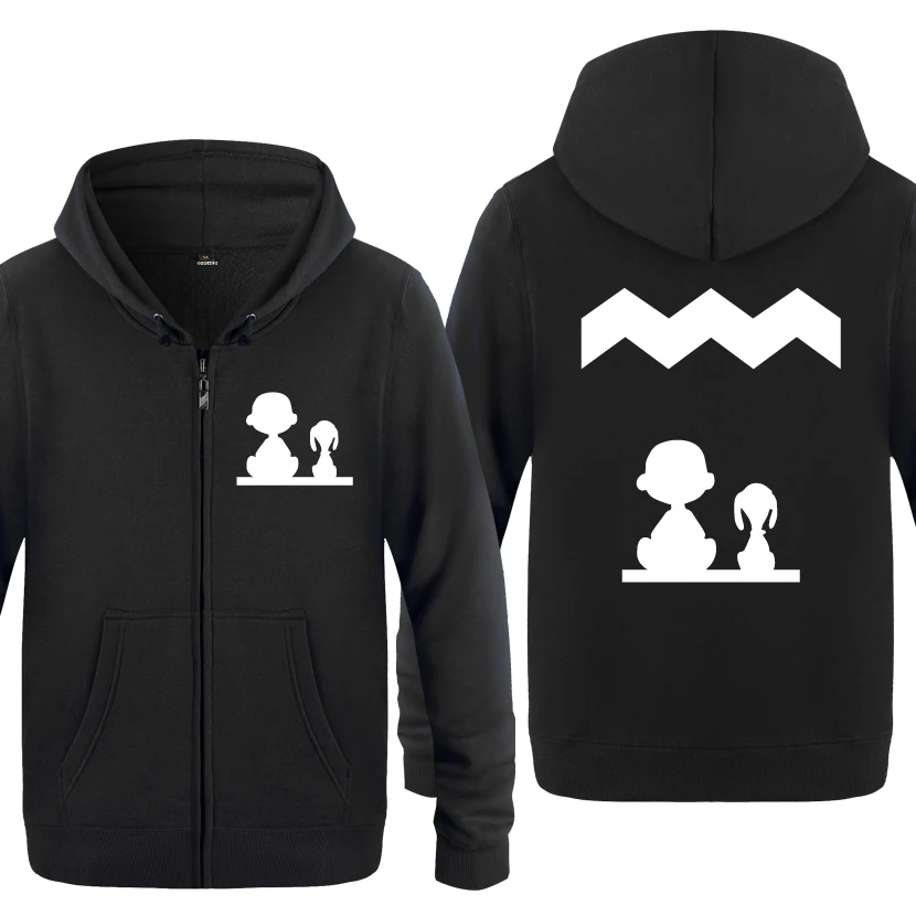 Peanuts Charlie милый аниме мультфильм толстовки для мужчин мужчин s молния с капюшоном флис толстовки кардиганы