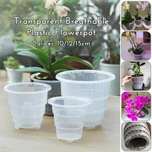 4 Pcs 10cm/12cm /15 cm Clear Plastic Orchid Pots With Holes Air Pruning Function and Root Growth Slots Breathable Flower Pot