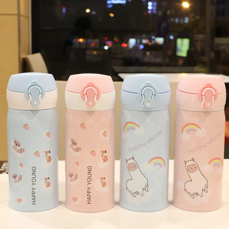 

Sheep Fox Insulated Cup Direct Drinking Mouth Cartoon Cute Children Young STUDENT'S 304 Spacious Stainless Steel Drop-resistant