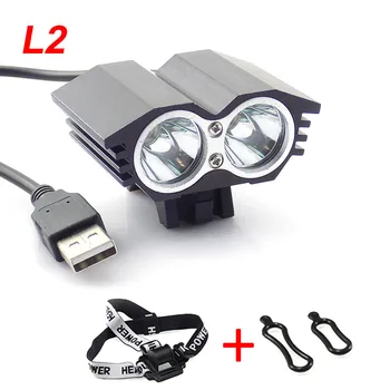 

USB LED Bike Light XM-L 2* L2 Led Bicycle Lights 3 Mode Headlight Head front Lights Lamp Waterproof Flash Light Lamp for Riding