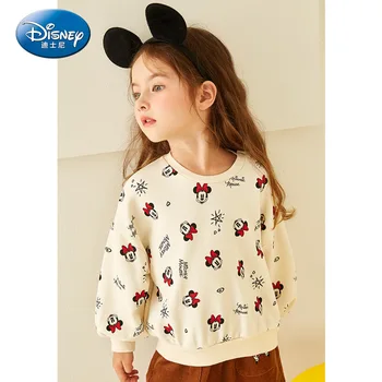 

Disney Children's Wear 2019 New Minnie GirlS Knitted Round-Neck Sports Top Siphony Mickey Mickey Mouse Costume Kids Hoodies