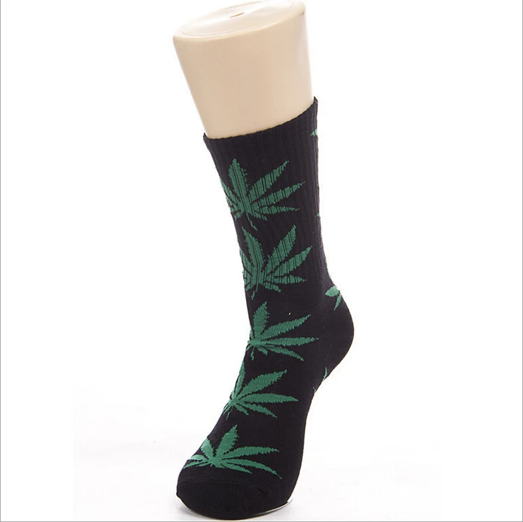20 цветов хлопковые немецкие Харадзюку скейтборд хип-хоп кленовые носки с листьями женские уличные носки-башмачки для женщин - Цвет: Black Green