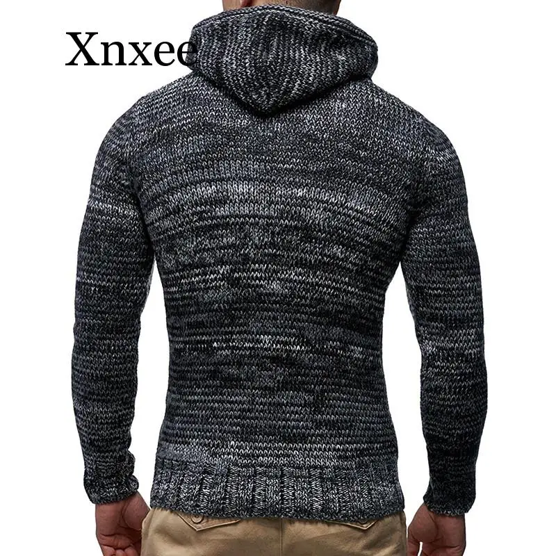 Autumn Winter Men Hooded Sweaters Male Sweater Jumper Men Fashion Casual Slim Mens Sweaters  Basic Knitwear Clothes Vintage