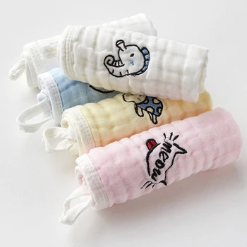 

5pcs Saliva Towel Infant Small Square Newborn Cotton Baby Cute Cartoon Towel Breathable Soft Handkerchief Baby Caring Supply