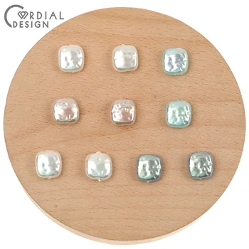 

Cordial Design 11*12mm 100Pcs Jewelry Accessories/Imitation Pearl Beads/Square Shape/Aurora Effect/Hand Made/Earring Findings
