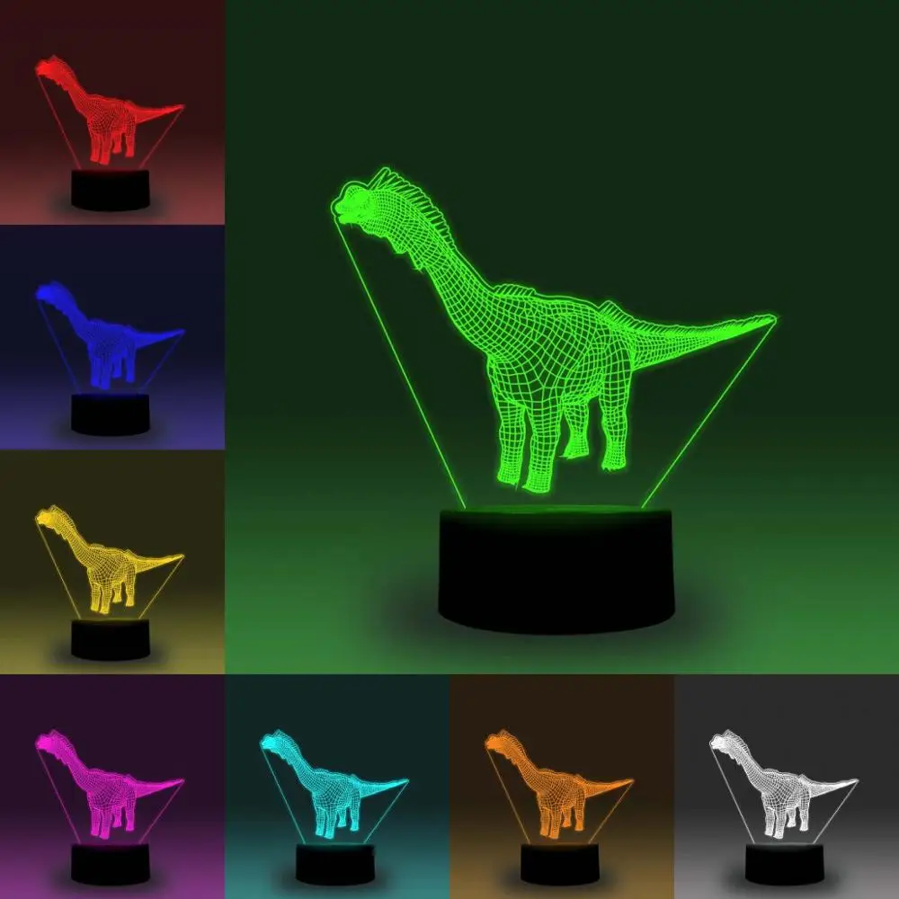 NiteApps динозавр Брахиозавр 3D RGB светодиодный ночник настольная лампа иллюзия Лампа подарок на день рождения приложение/сенсорный контроль