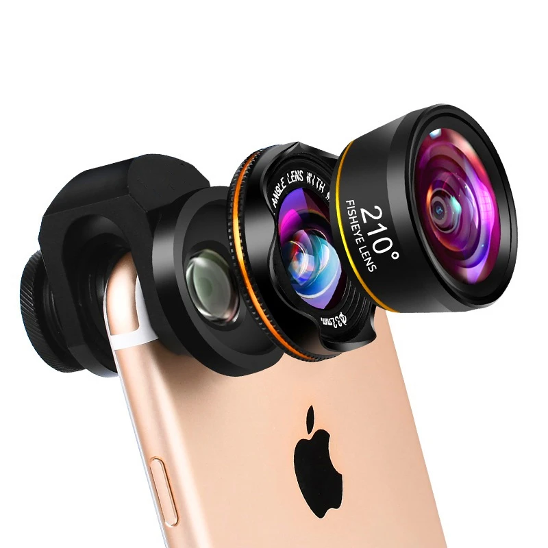 

HD Universal 3 in 1 Phone Camera Lens Kits 210 Degree Fish Eye Lens 0.6X Wide Angle 15X Macro Lens for sartphone huawei iphone