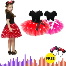 Платье для маленьких девочек 1 год детское платье с Минни Маус для ролевых игр красное рождественское платье-пачка в горошек, vestidos Infantil, модная детская одежда
