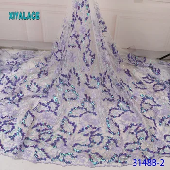 

African Lace Fabric French Sequins Lace Fabric Women Wedding Dress 2019 High Quality Lace Nigerian Tulle Lace Fabric YA3148B-2