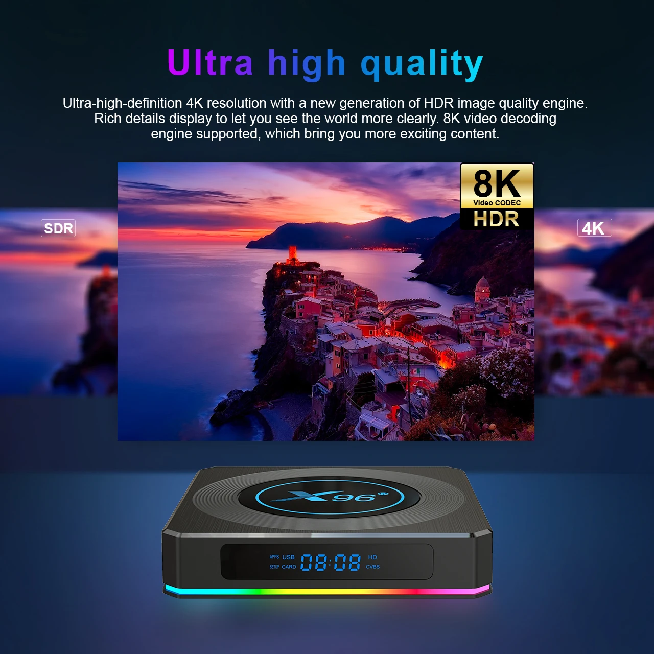 X96 X4 Android 11 Amlogic S905X4 8K RGB Light TV Box Support AV1 Dual Wifi BT4.1 Youtube Set Top Box 4GB 64GB 32GB X96X4 Media