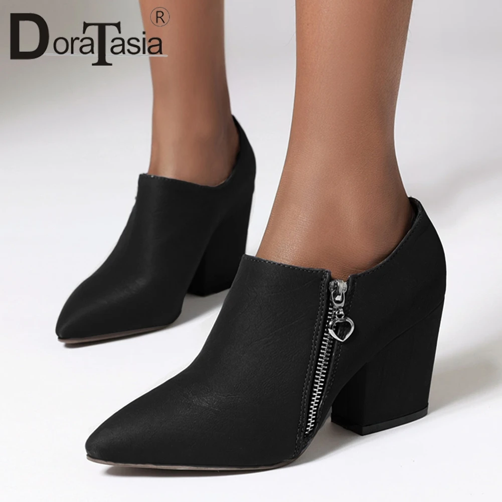 

SARAIRIS New Trendy 34-43 Lady Elegant Pointed Toe Pumps 2020 High Chunky Heel Pumps Women Office Fashion Zipper Shoes Woman