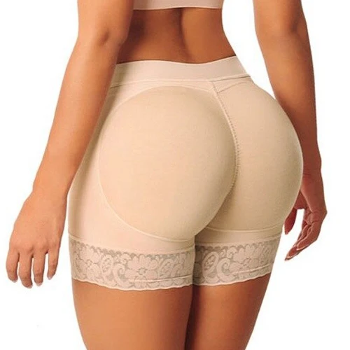 Beige CXZD для женщин, большая задница, подтяжка ягодиц, увеличитель бедер, Корректирующее белье для тела, мягкие трусики, тренажер для талии, короткие кружевные Корректирующие трусы - Цвет: Beige