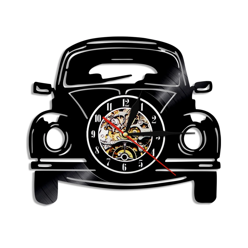 

30CM Car Design Vintage Vinyl Record Wall Clock Car LED Light Modern Home Decoration Gift For Car Lovers