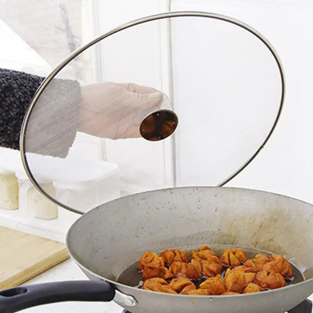 Foldable Handle Oil Splatter Screen Anti-slip Stainless Steel Oil Splash Guard Frying Pan Proofing Lid Kitchen Mesh Pot Lid