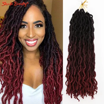 18 inch Ombre curly faux locs crochet hair synthetic soft dreads dreadlocks hair pre stretched curly braiding hair extensions 1